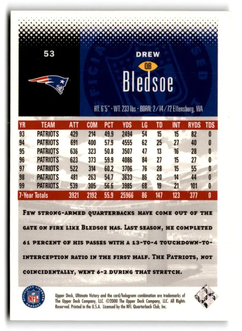 2000 Upper Deck Ultimate Victory #53 Drew Bledsoe - Football Card Single