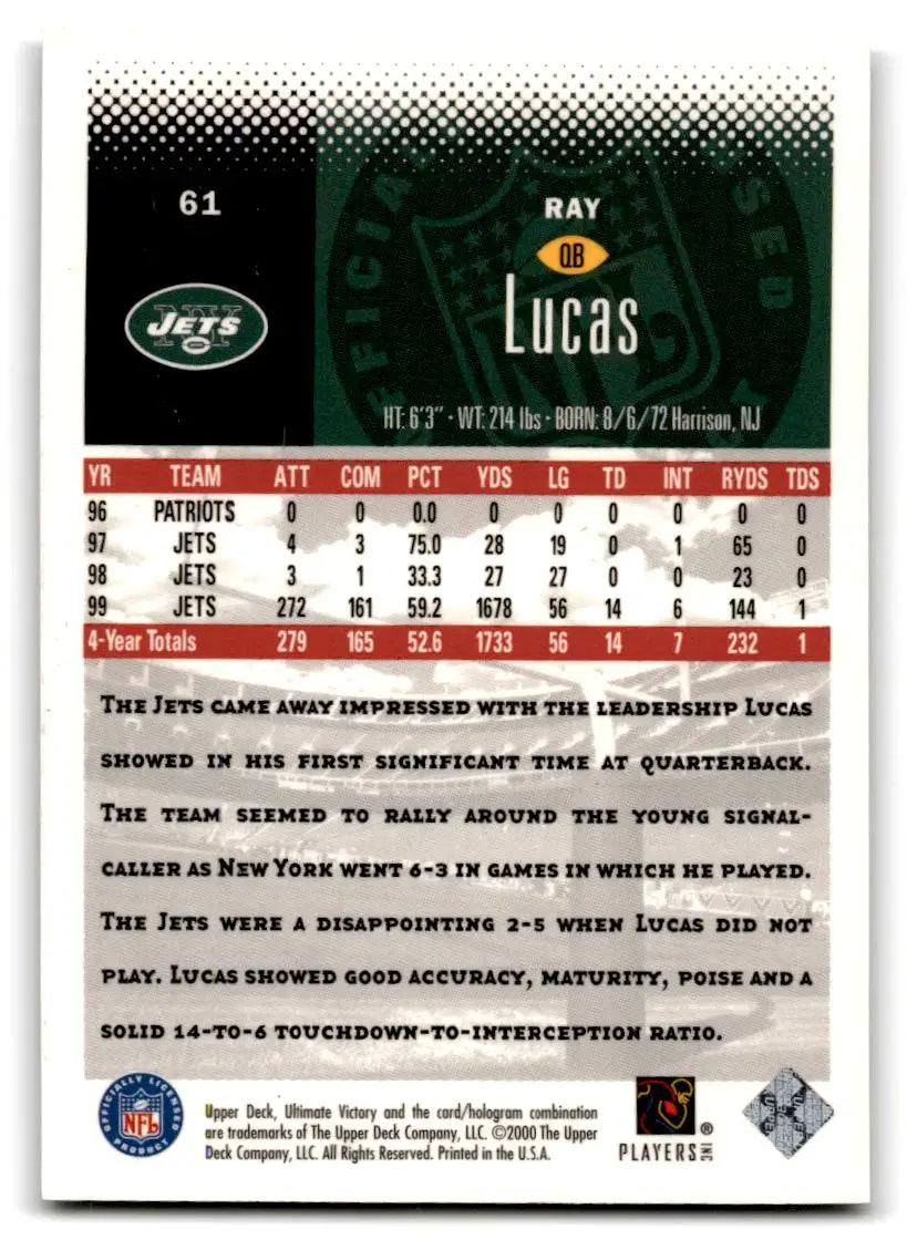 2000 Upper Deck Ultimate Victory #61 Ray Lucas - Football Card Single