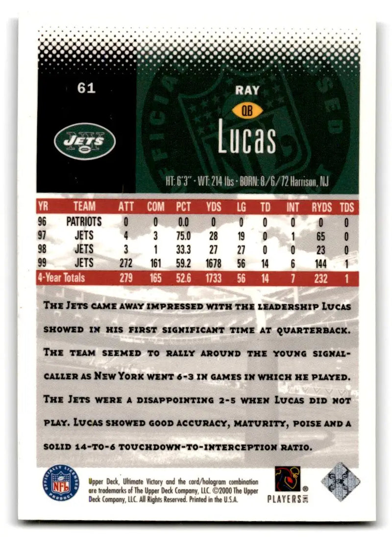 2000 Upper Deck Ultimate Victory #61 Ray Lucas - Football Card Single