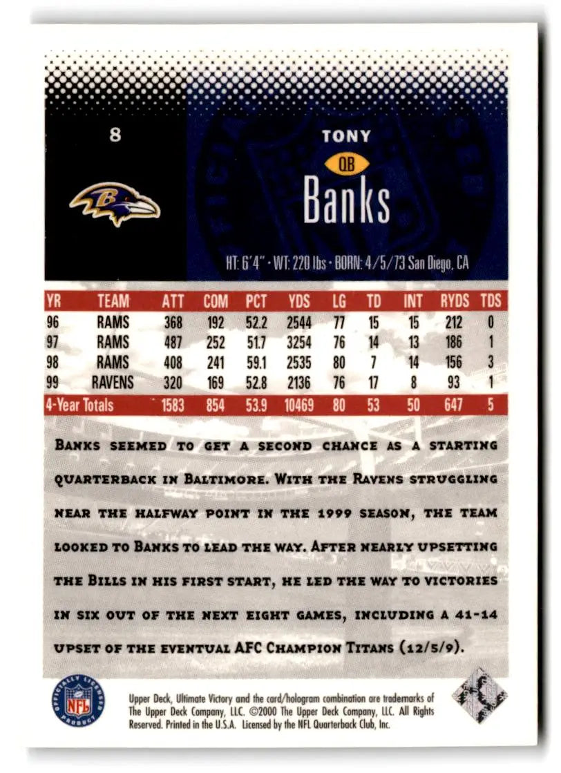 2000 Upper Deck Ultimate Victory #8 Tony Banks - Football Card Single