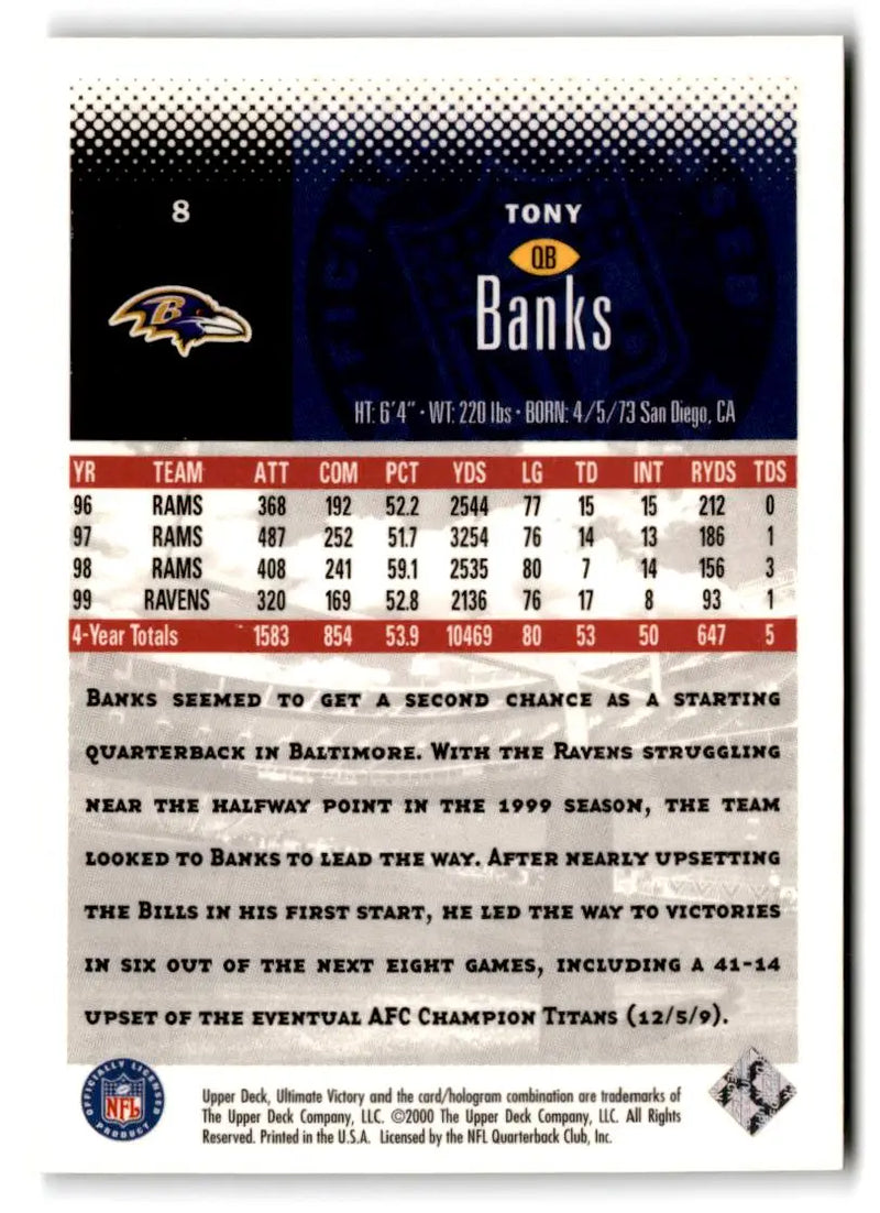 2000 Upper Deck Ultimate Victory #8 Tony Banks - Football Card Single