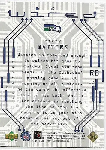 2000 Upper Deck Wired #W7 Ricky Watters NM Near Mint Seahawks - Football Card Single