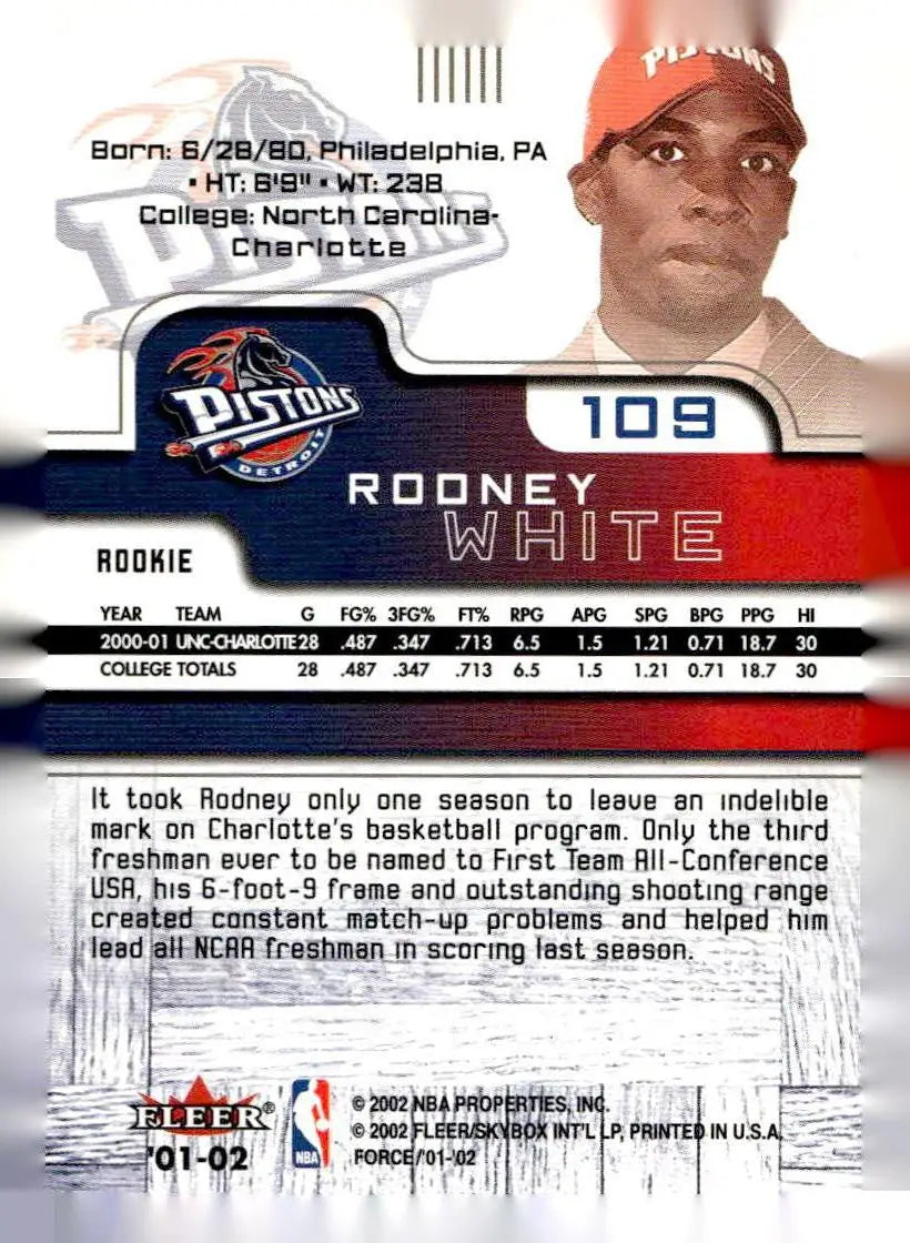 2001-02 Fleer Force #109 Rodney White #/999 - Basketball Card Single