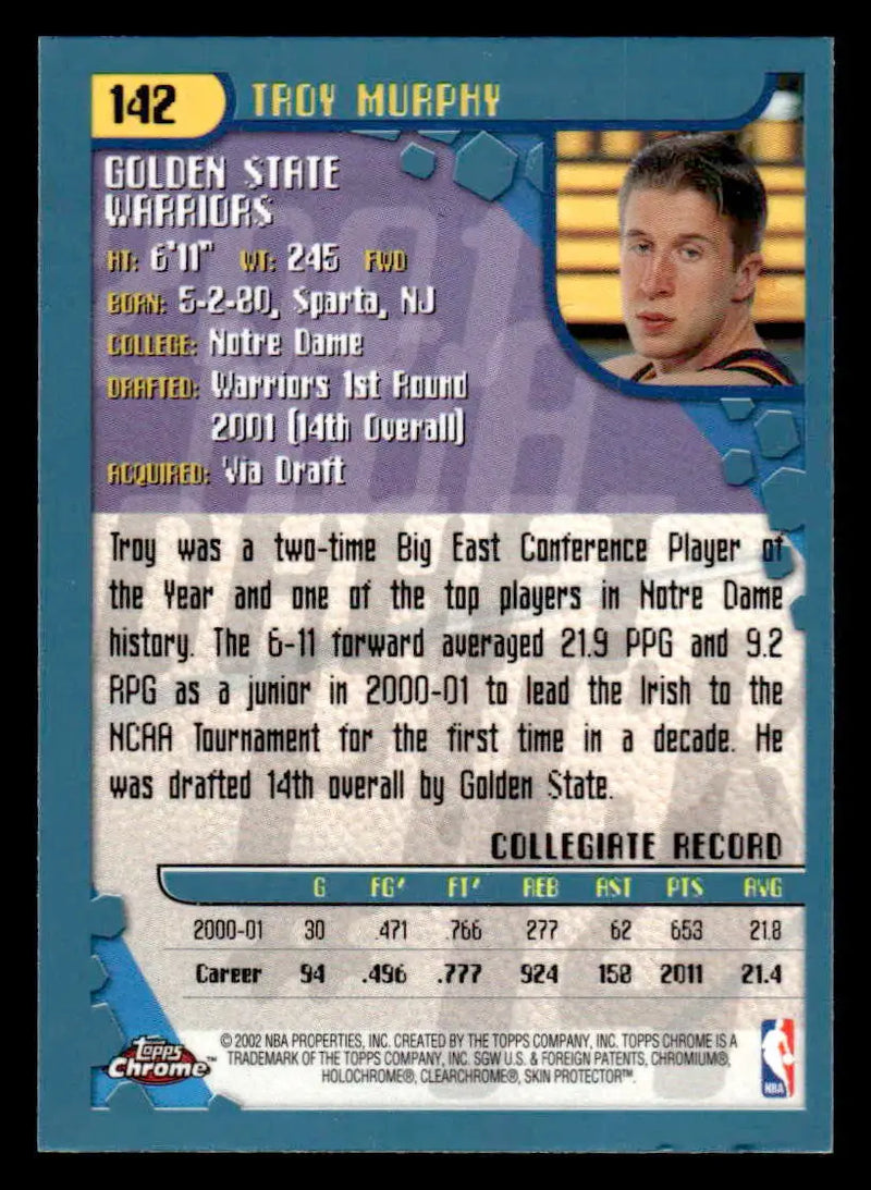 2001-02 Topps Chrome #142 Troy Murphy - Basketball Card Single