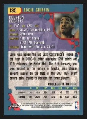 2001-02 Topps Chrome Eddie Griffin #135 RC Houston Rockets Rookie - Basketball Card Single