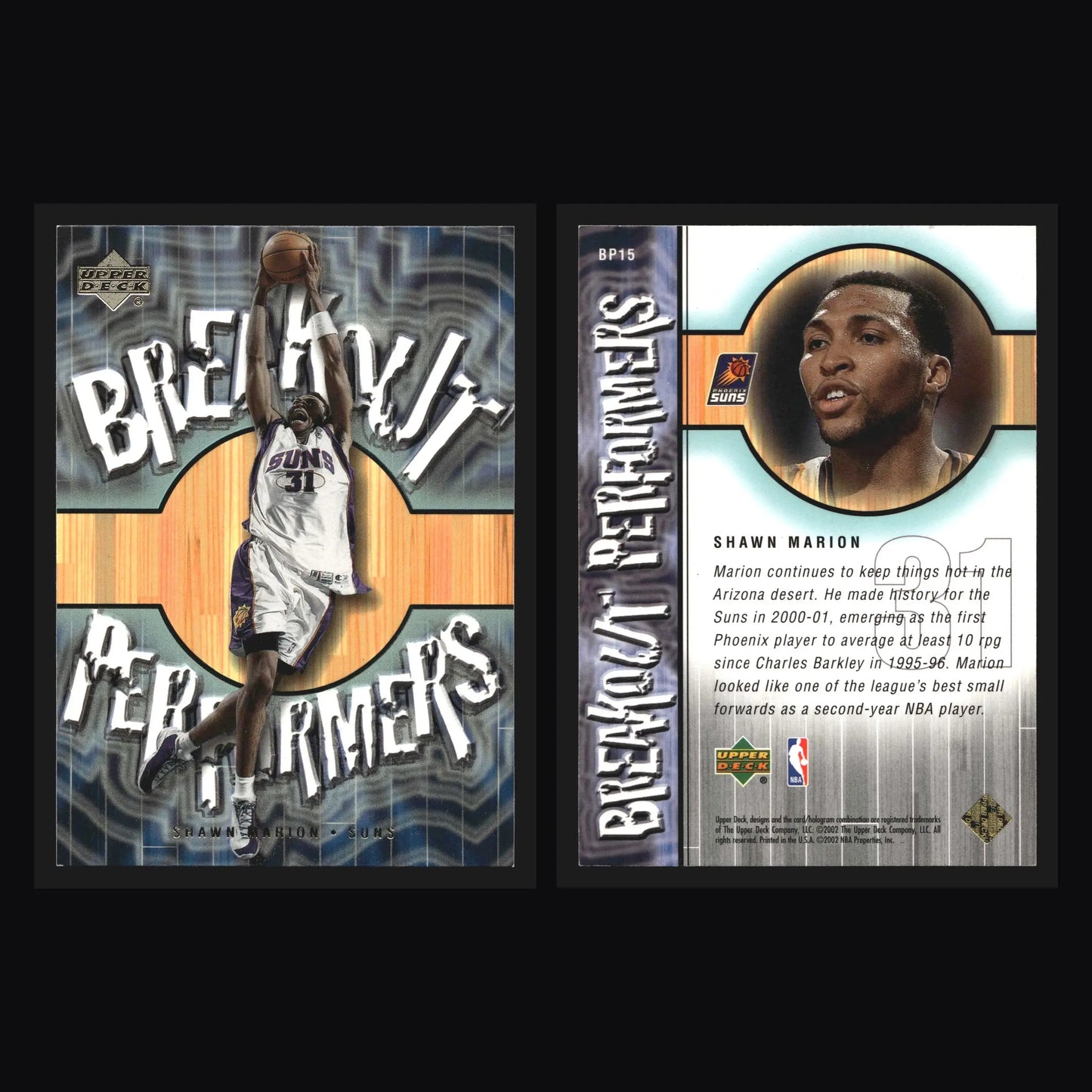 2001-02 Upper Deck Breakout Performers Shawn Marion #BP15 Suns - Basketball Card Single