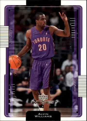 Original gloss of Basketball player in purple uniform from Upper Deck MVP 2001-02 Raptors