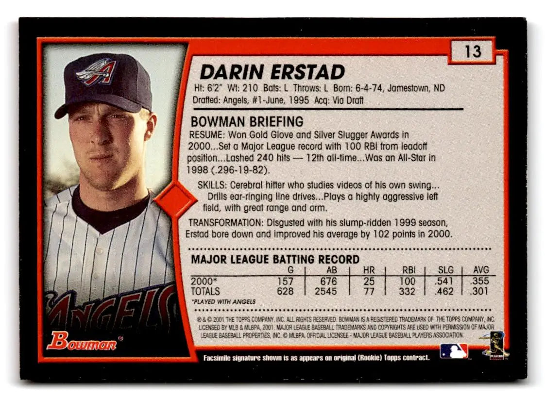 2001 Bowman #13 Darin Erstad - Baseball Card Single