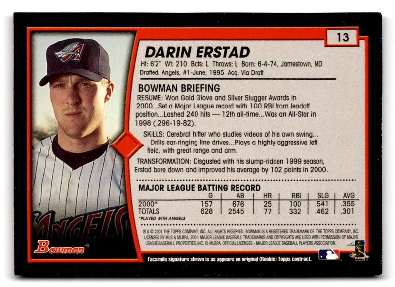 2001 Bowman #13 Darin Erstad - Baseball Card Single