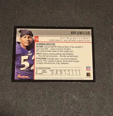 2001 Bowman #43 Ray Lewis - Football Card Single