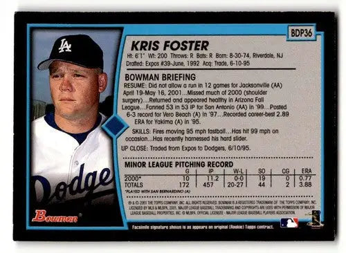 2001 Bowman Draft Picks & Prospects #BDP36 Kris Foster Los Angeles D ID:59582 - Baseball Card Single