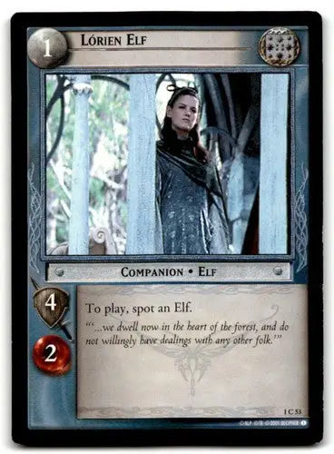 Lorien Elf trading card from Decipher LOTR Lord of the Rings TCG featuring original gloss