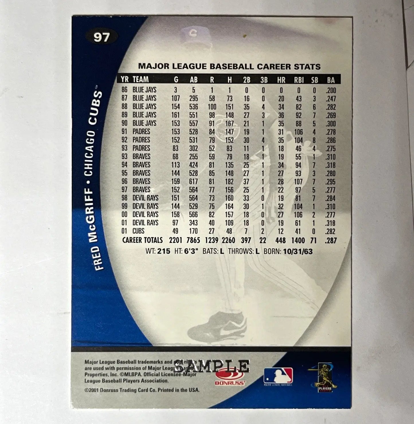 2001 Donruss Class Of 2001 - Fred McGriff #97 Silver - Baseball Card Single