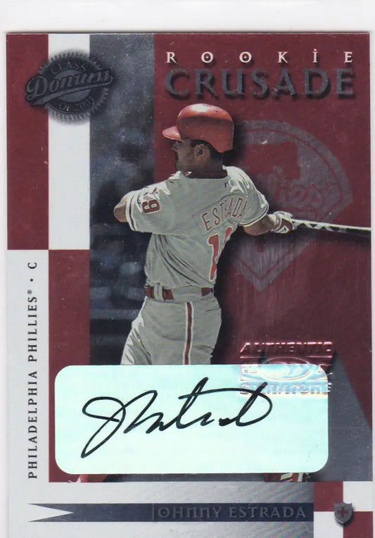 Baseball trading card of Johnny Estrada RC Auto /300 for Philadelphia Phillies collectors
