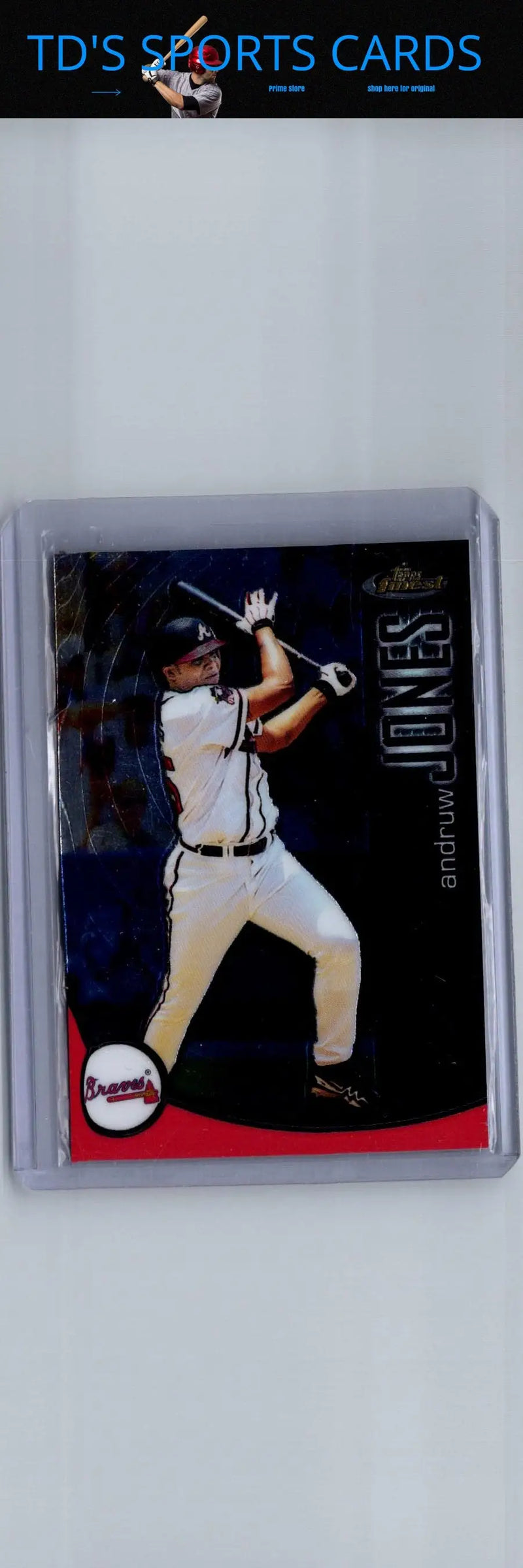 2001 Finest Andruw Jones baseball card featuring Chipper Jones on the front