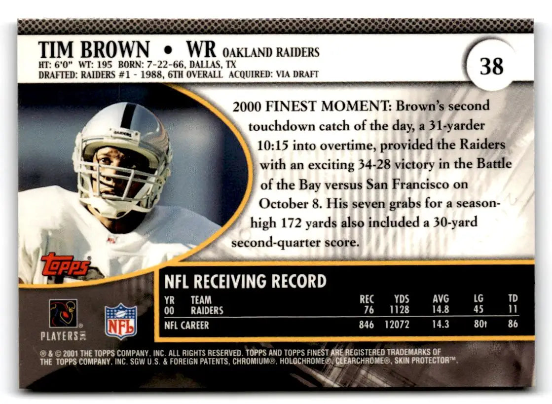 2001 Finest #38 Tim Brown - Football Card Single