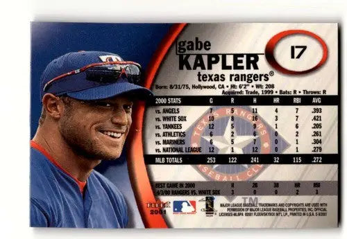 2001 Fleer E-X #17 Gabe Kapler Texas Rangers Baseball Cards EX/NM ID:63232 - Baseball Card Single