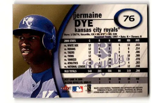Original gloss Jermaine Dye Kansas baseball card from 2001 Fleer E-X Kansas City Royals