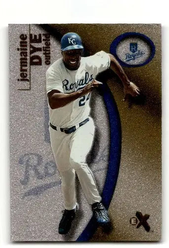 Original gloss Jermaine Dye Kansas baseball card from 2001 Fleer E-X Kansas City Royals