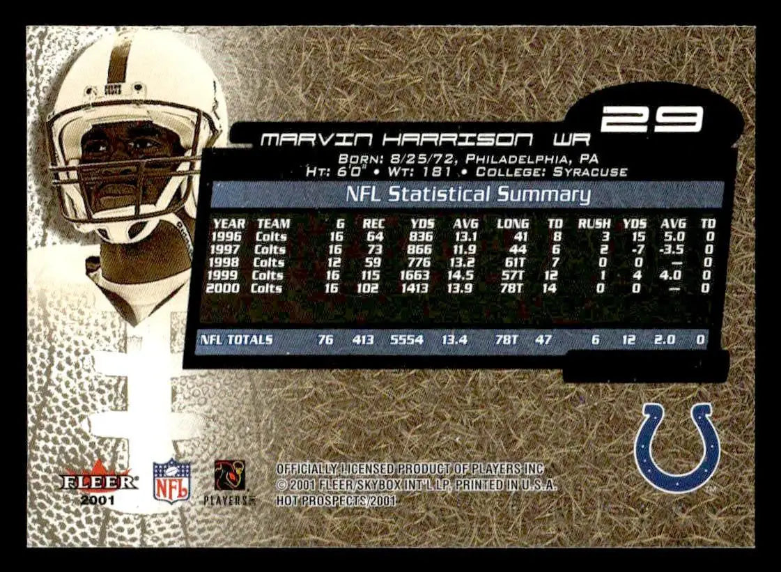 2001 Fleer Hot Prospects #29 Marvin Harrison - Football Card Single