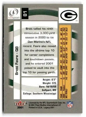 2001 Fleer Legacy #81 Brett Favre - Football Card Single