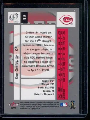 2001 Fleer Legacy Ken Griffey Jr. #42 Baseball - Baseball Card Single