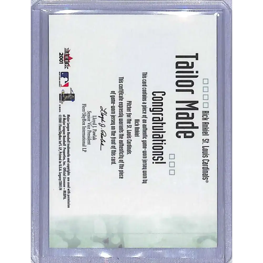2001 Fleer Legacy #NNO Rick Ankiel Tailor Made NM-MT Baseball Card - Baseball Card Single