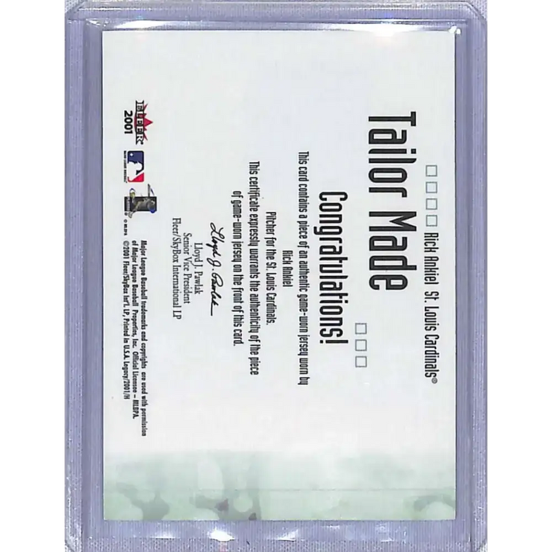 2001 Fleer Legacy #NNO Rick Ankiel Tailor Made NM-MT Baseball Card - Baseball Card Single