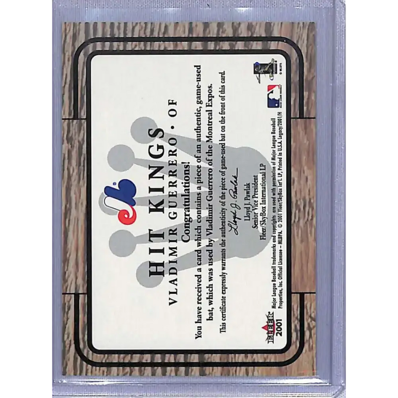 2001 Fleer Legacy #NNO Vladimir Guerrero Hit Kings NM-MT Baseball Card - Baseball Card Single
