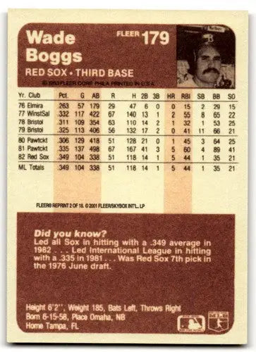 2001 Fleer Platinum 20th Anniversary Reprints #2 Wade Boggs NM-MT Red S ID:43712 - Baseball Card Single
