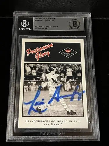 2001 Fleer Platinum #499 Luis Gonzalez Auto World Series Post Season Glory BGS - Baseball Card Single