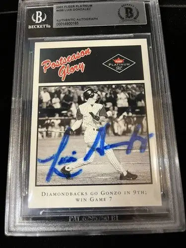 2001 Fleer Platinum #499 Luis Gonzalez Auto World Series Post Season Glory BGS - Baseball Card Single