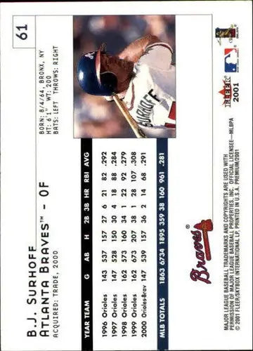 2001 Fleer Premium #61 B.J. Surhoff NM-MT Braves - Baseball Card Single
