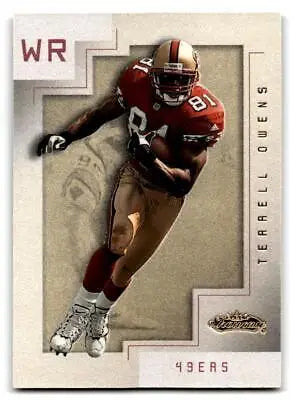 Terrell Owens trading card from the 2001 Fleer Showcase series