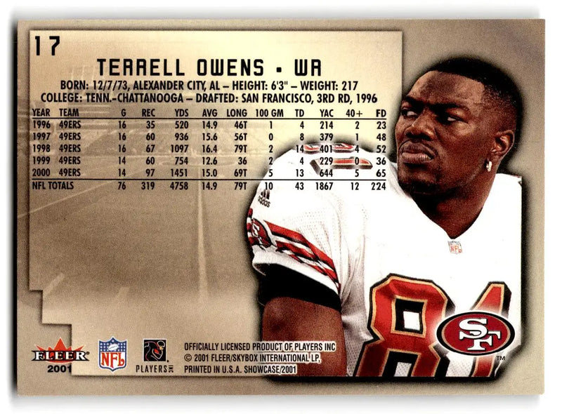 2001 Fleer Showcase #17 Terrell Owens - Football Card Single