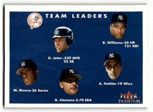 2001 Fleer Tradition #437 Derek Jeter / Bernie Williams / Andy Pettitte ID:63251 - Baseball Card Single