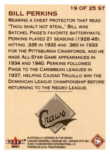 2001 Fleer Tradition Stitches in Time #ST19 Bill Perkins NM Near Mint ID:65030 - Baseball Card Single