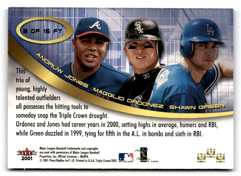 2001 Fleer Triple Crown #3FT Green / Ordonez / Jones Future Threats - Baseball Card Single