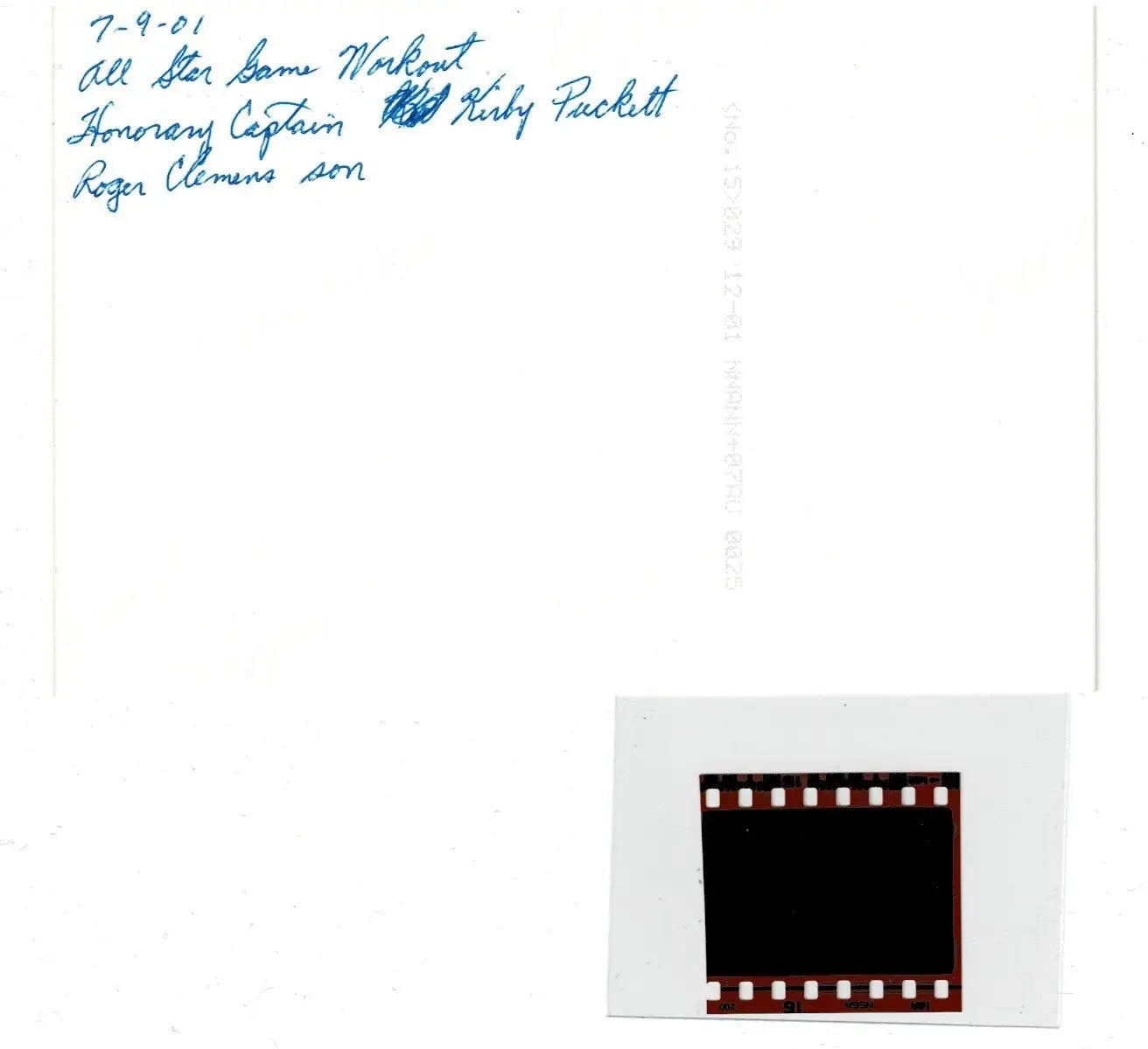 2001 Kirby Puckett Kody Clemens Photo Seattle All Star Dugout Snapshot Type 1 - Sports Memorabilia