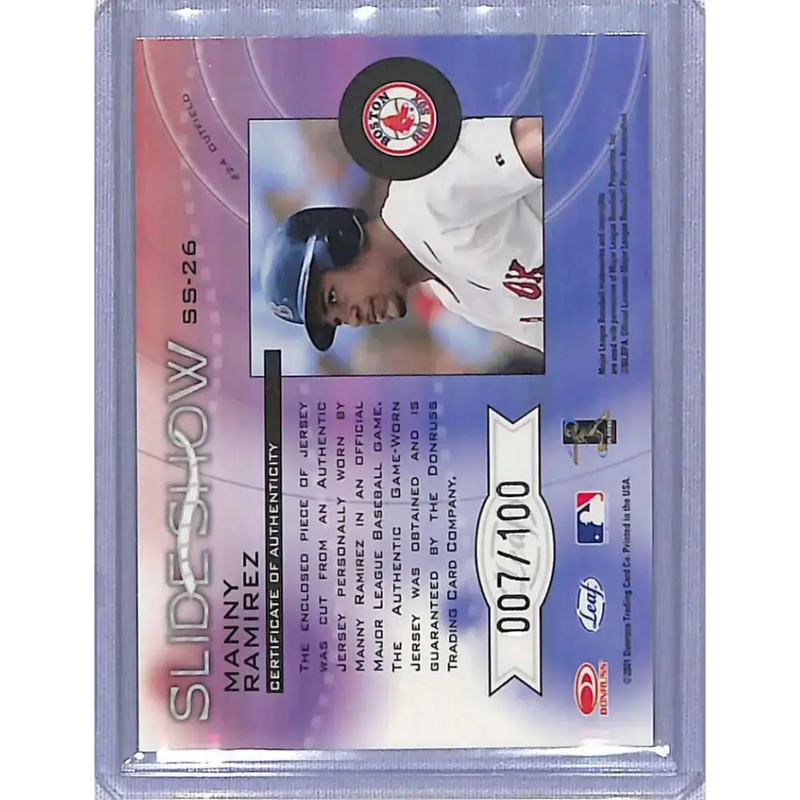 2001 Leaf Rookies & Stars #SS-26 Manny Ramirez Slideshow #/100 NM-MT Baseball Card - Baseball Card Single