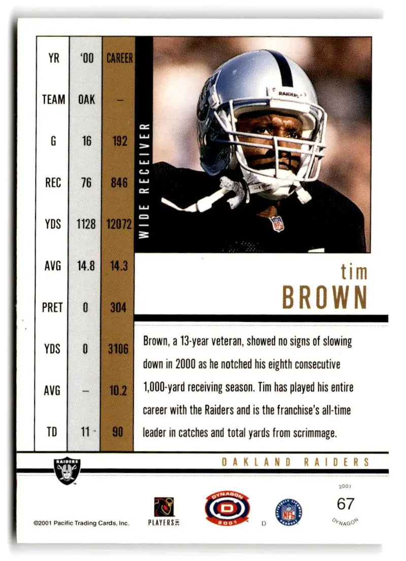 2001 Pacific Dynagon #67 Tim Brown Retail - Football Card Single