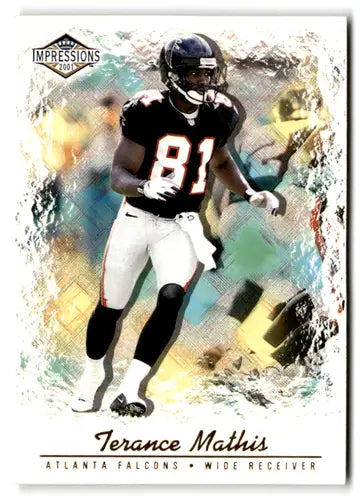 2001 Pacific Impressions Terance Mathis football card with original gloss Falcons ID 73672