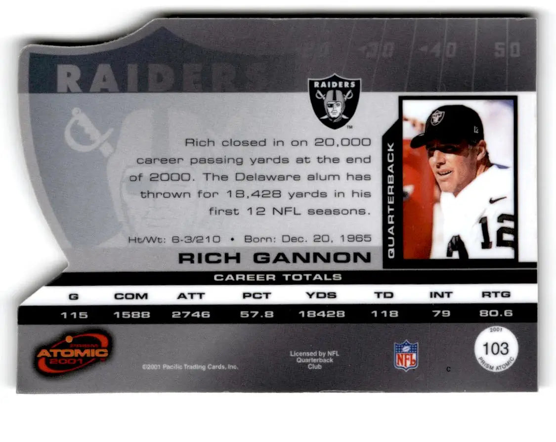 2001 Pacific Prism Atomic #103 Rich Gannon - Football Card Single