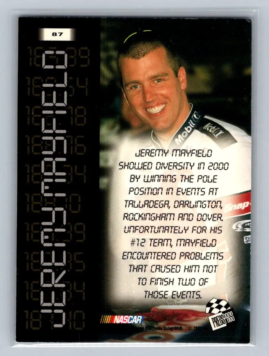 2001 Press Pass #87 Jeremy Mayfield Penske-Kranefuss Racing - Racing Card Single