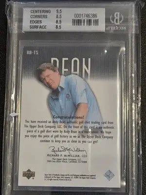 2001 SP Authentic #AB-TS Andy Bean Tour Swatch BECKETT 8.5 - Other