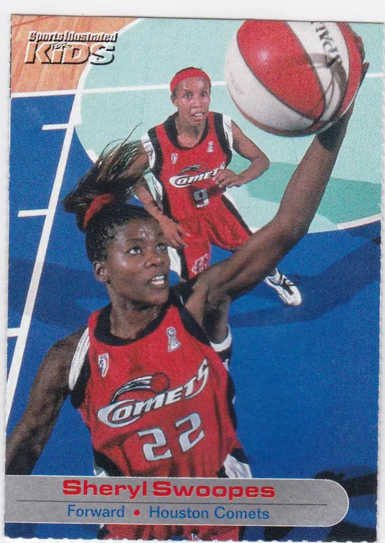 Sheryl Swoopes WNBA basketball card from 2001 Sports Illustrated for Kids featuring Swoopes WNBA Comets