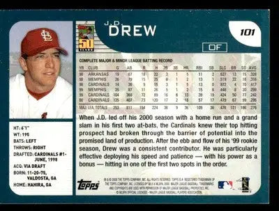 2001 Topps #101 J.D. Drew - Baseball Card Single