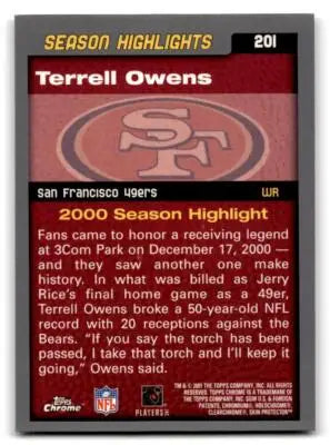 2001 Topps Chrome #201 Terrell Owens - Football Card Single