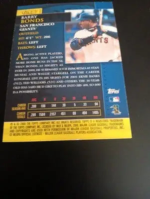 2001 Topps - Golden Anniversary Barry Bonds #GA17. Gold Nuggets. Giants. NRMT+ - Baseball Card Single