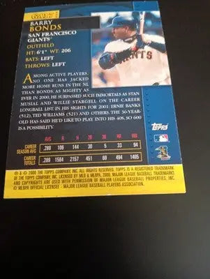 2001 Topps - Golden Anniversary Barry Bonds #GA17. Gold Nuggets. Giants. NRMT+ - Baseball Card Single